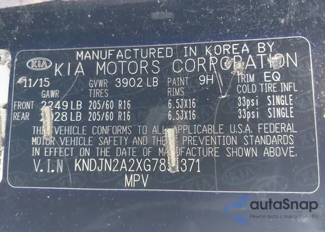 2016 Kia Soul from USA, damaged, VIN KNDJN2A2XG7851371